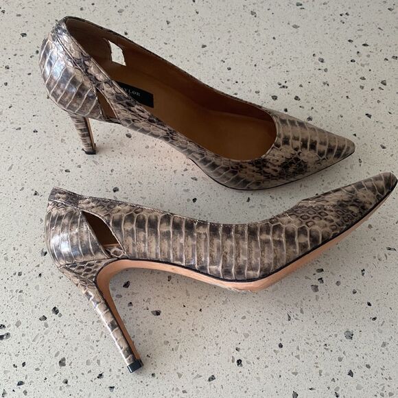 Ann Taylor Women's Snake Print Pointed Toe Leather Heel Pump Career Cocktail 7M - Picture 9 of 14